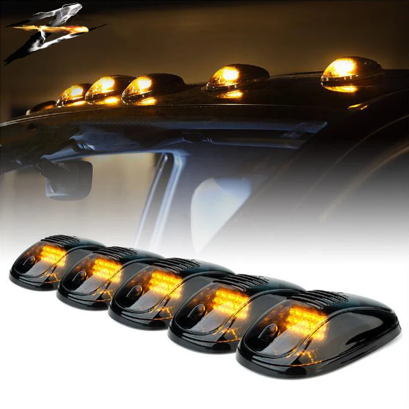 

5pcs Cab Marker Lights Amber Top Clearance Roof Running Lights with Wiring Harness Compatible for Ford Dodge Truck SUV Pickup4x4