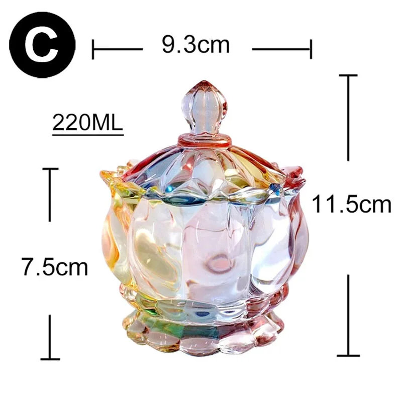 Europe style colorful Glass bottles dust-proof lid storage dessert candy jars tea caddy vase Sugar Pot wedding home Decoration - Цвет: C