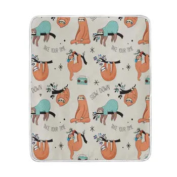 

Cute Sloth Music Blanket Soft Warm Cozy Bed Couch Lightweight Polyester Microfiber Blanket Throw for Kids Women Boy