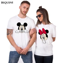 Забавные парные футболки с Микки Маусом для мужчин/wo, Харадзюку, каваи, уличная одежда, летние женские футболки с коротким рукавом, топ, мужская одежда
