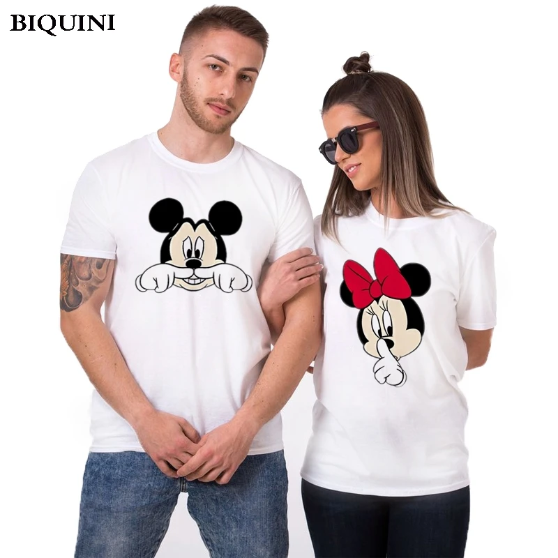 

Mickey Funny Couple T Shirts Men/women Harajuku Kawaii Streetwear Summer Short Sleeve Female T-shirts Top 2019 Homme Clothing