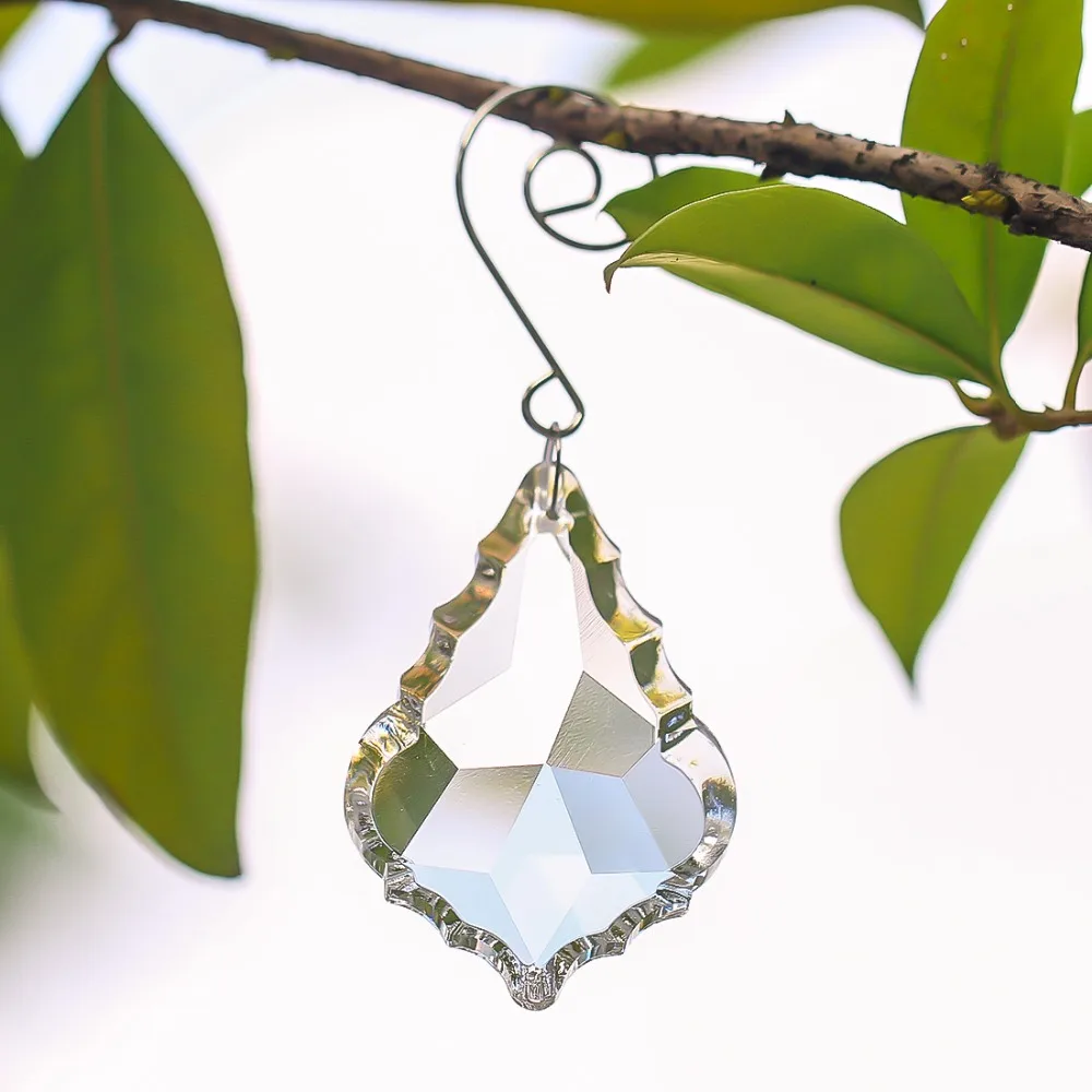 H&D Clear Chandelier Crystals Baroque Maple Leaf Prisms Feng Shui Drop