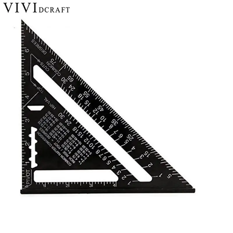 

Vividcraft Drafting Tools Triangular Measuring Ruler 7 Inch Metric Aluminum Alloy Speed Square Roofing Triangle Angle Protractor
