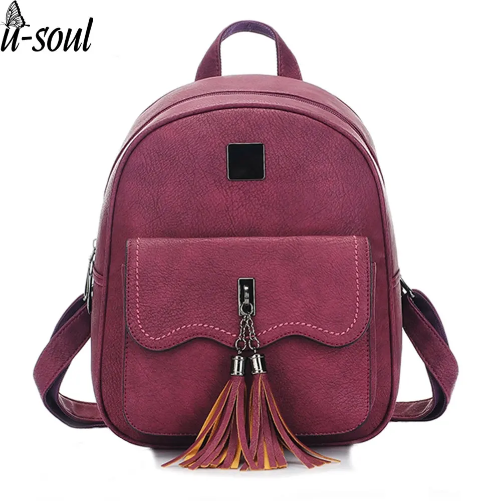 Backpack Tassel Women Leather Backpacks Teenage Backpacks For Girls
