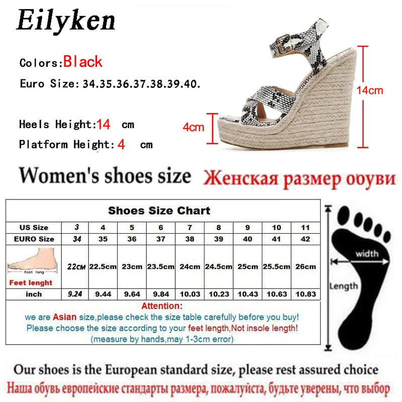 Босоножки женские на платформе Eilyken модные однотонные сандалии высокой танкетке