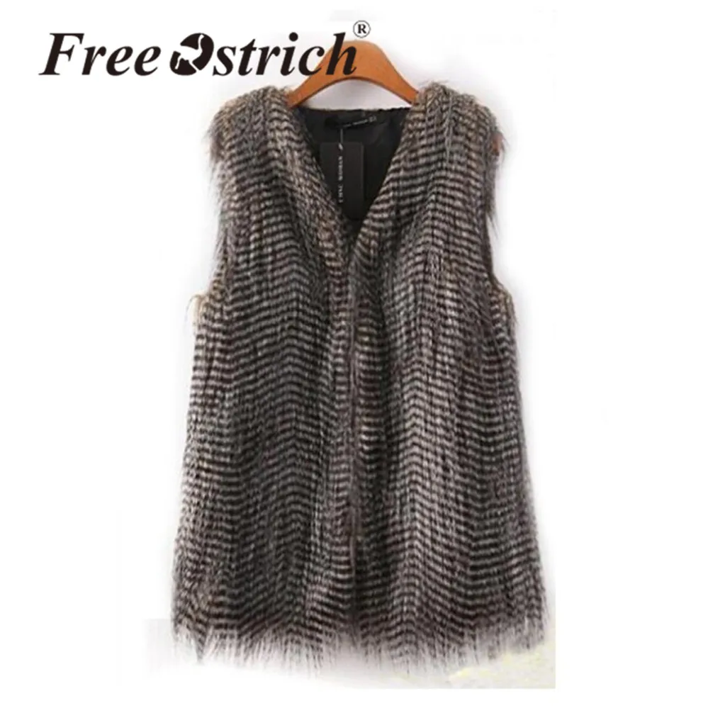 

Free Ostrich Jackets High Qulity Winter Women Clothes 2018 Lady Faux Fur Vest Sleeveless Coats Outerwear Waistcoat Dropshipping