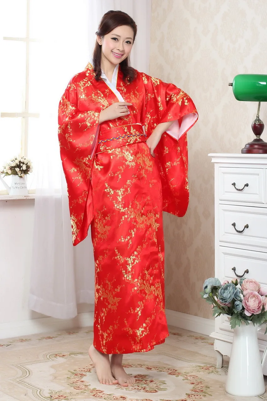 Для женщин пикантные японские кимоно платье сливы атласная женский юката взрослых японское традиционное платье для танцев Косплэй костюм 7