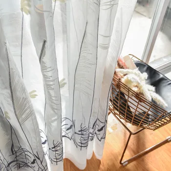 

Curtain Gray for Window Bedroom Plant Curtain for Living Room White Tulle Curtains Sheer Fabric Drapes Kitchen Custom T&065 #30
