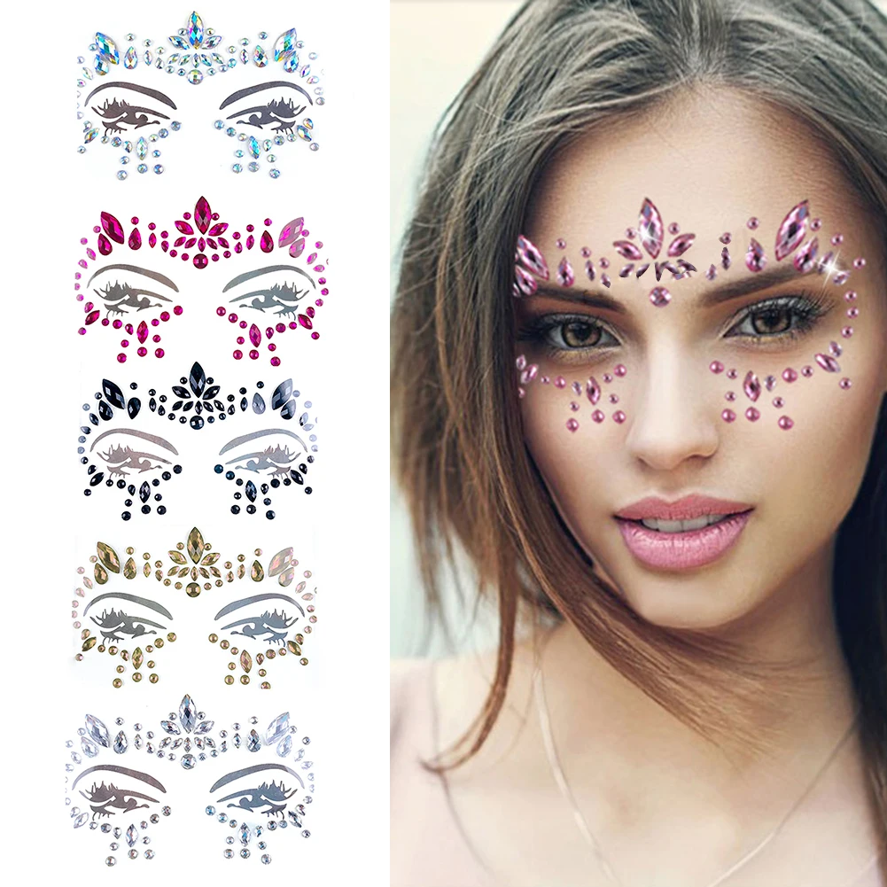 

1 Sheet Handpicked Bohemia Tribal Style 3D Crystal Sticker Face And Eye Jewels Party DIY Decor Temporary Tattoo Sticker