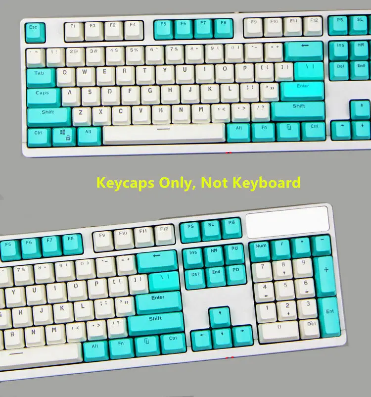 

87/104 Keys Blue White PBT Doubleshot Backlit Keycap Keycaps ANSI OEM Key Cap for Cherry MX Mechanical Gaming Keyboard