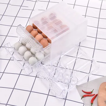 

Transparent Plastic Egg Storage Box Drawer Type Egg Organizer For Kitchen Refrigerator Anti-collision Egg Container