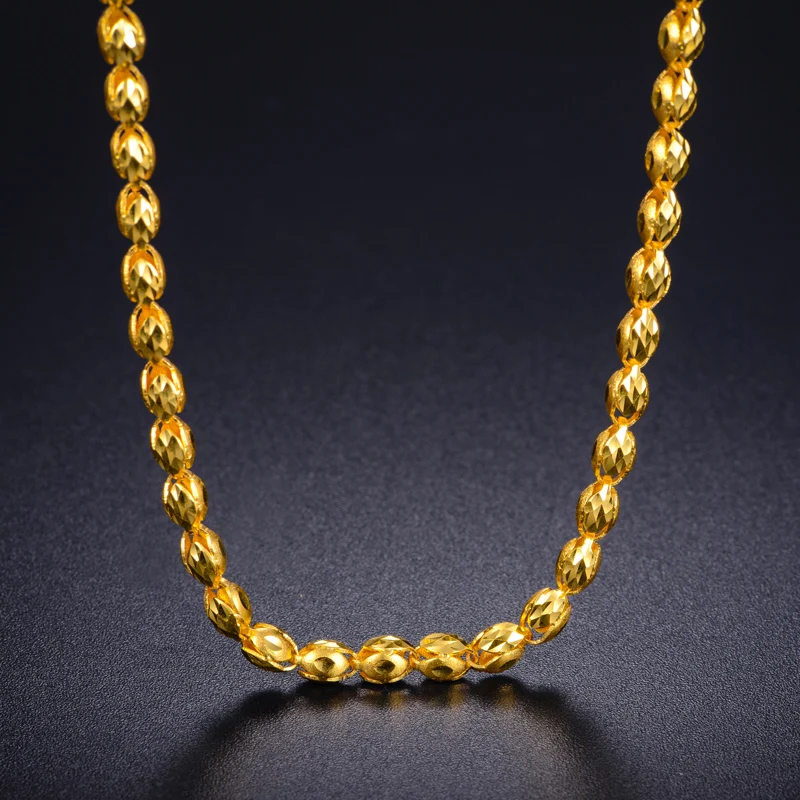 24K Pure Gold Necklace Real AU 999 Solid Gold Chain Men's Nice Tulip U –  Cinily