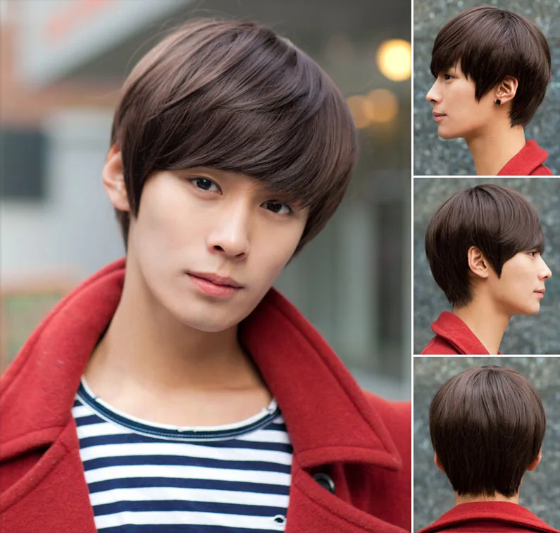 Hot Korean Handsome Short Straight Hair For Men Full Wigs