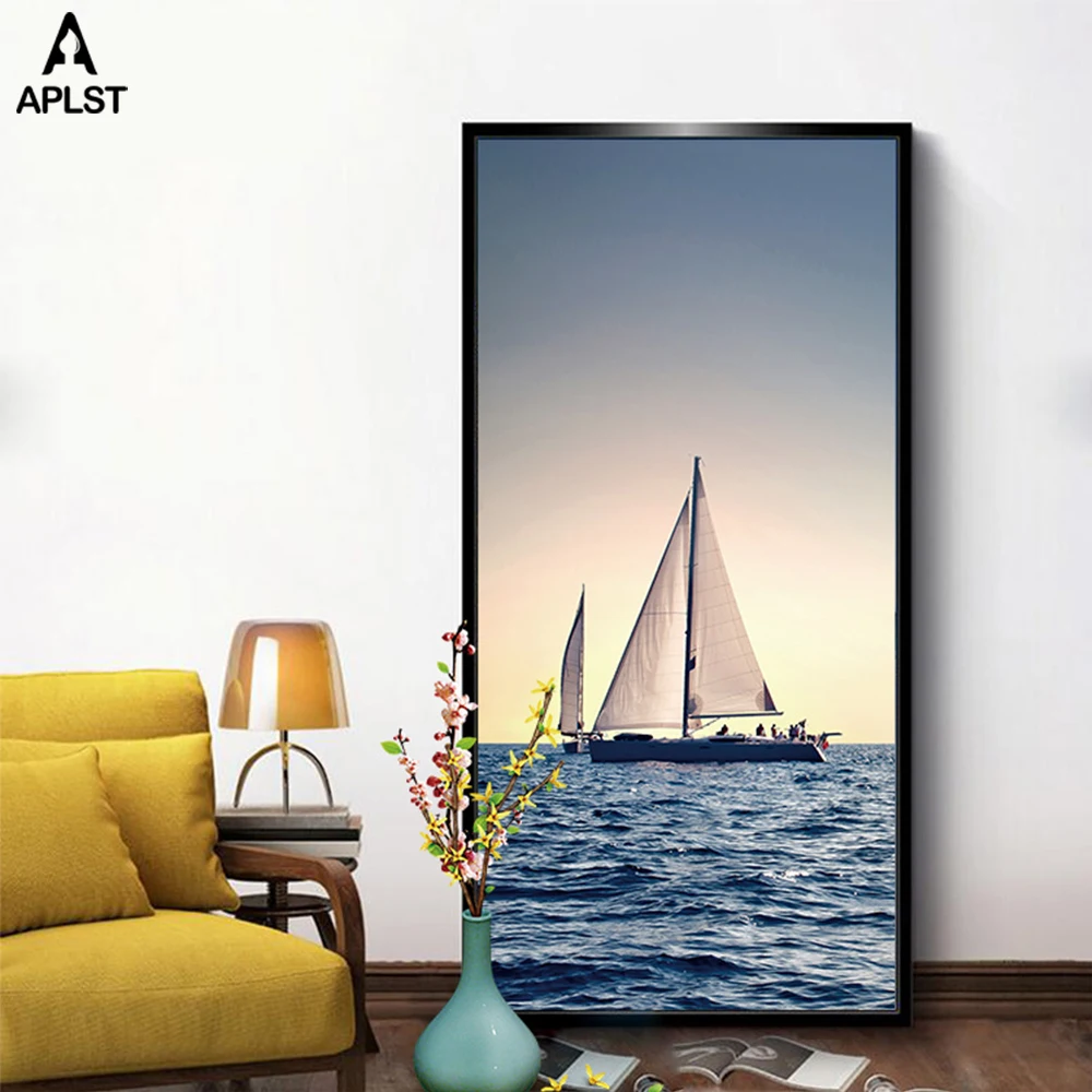 Sunset-Sea-Ocean-Prints-And-Posters-Sailboat-Yacht-Canvas-Modern-Large-Pictures-Landscape-Painting-for-Living (4)