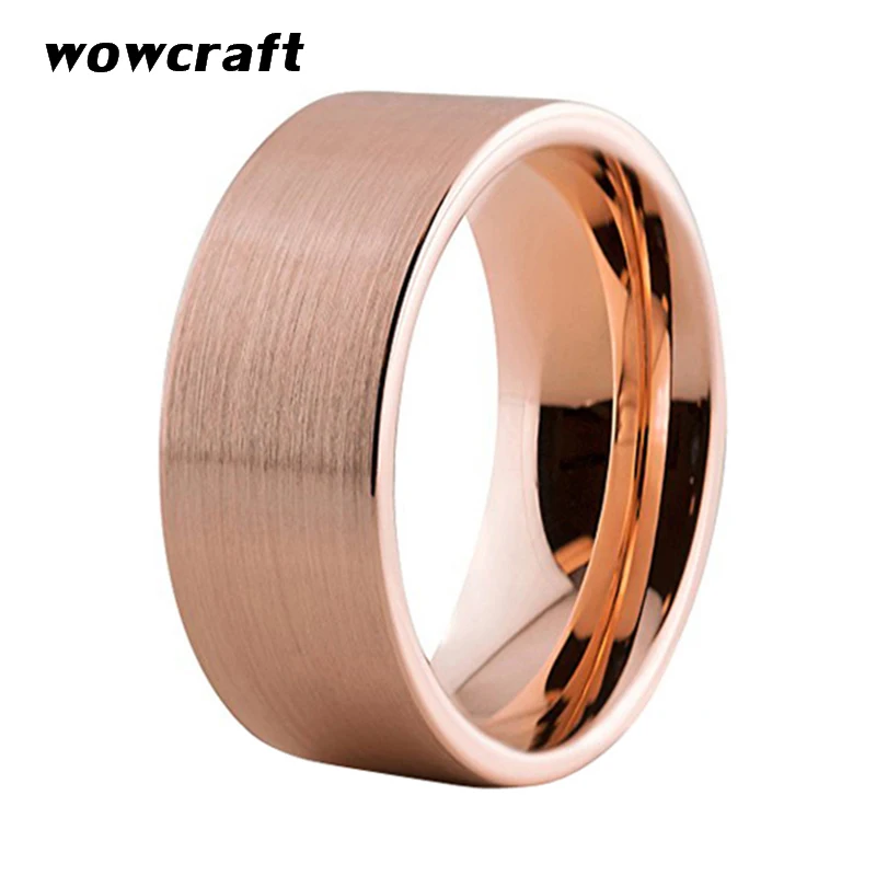 

Rose Gold Wedding Ring for Men Women 8mm Brushed Finish Tungsten Rings With Flat Band