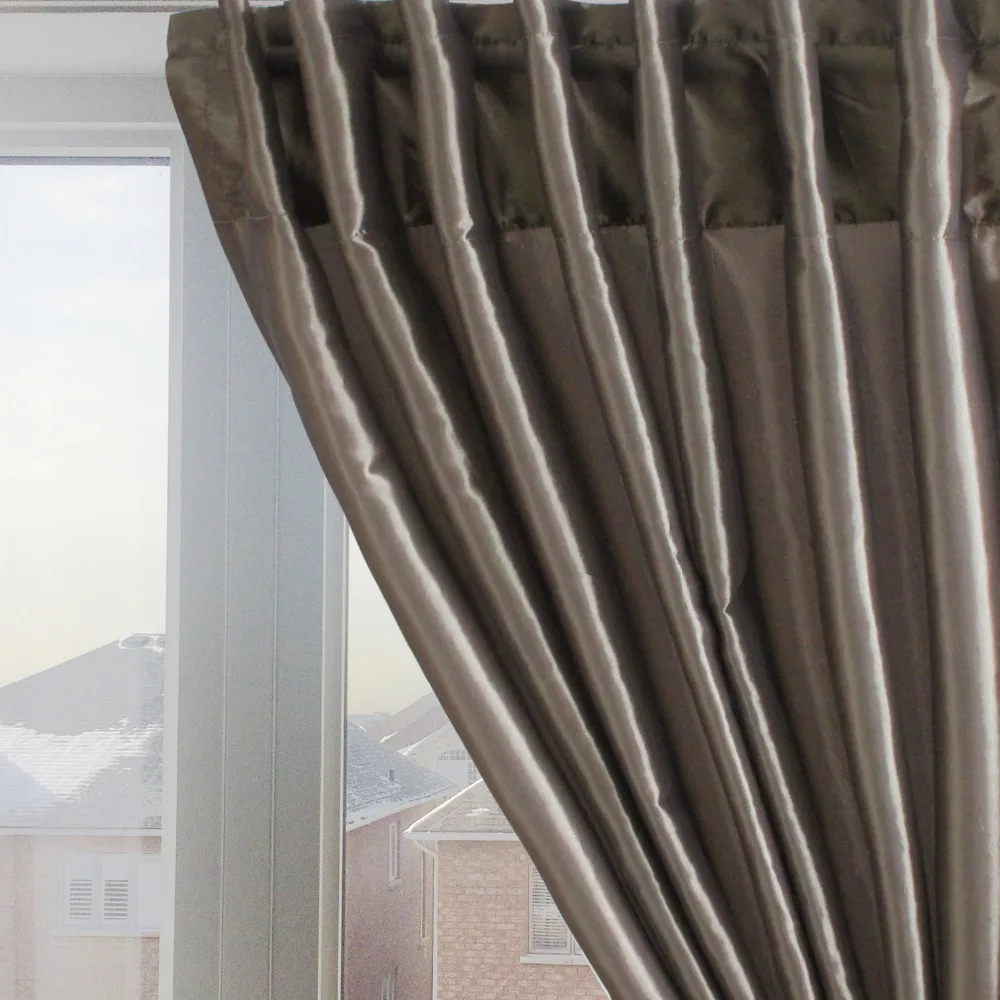

Free Shipping Fashion/High Quality 100% Polyester Faux Silk Coffee Color Window Curtain Home Decoration