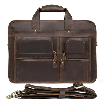 

Brand Cow Leather Briefcases Vintage Crazy Horse Briefcase Men Genuine Leather Messenger Bags Male Business Office Bag 7387R