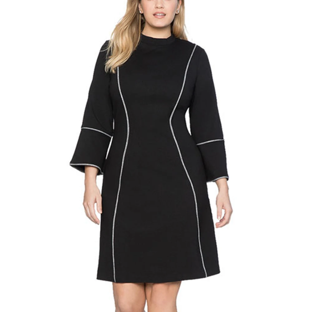 Big Size Ladies Office Wear Plus Size Woman Pencil Dress Elegant