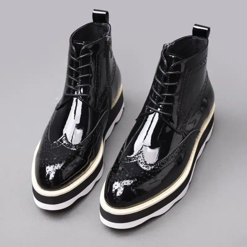 patent leather biker boots