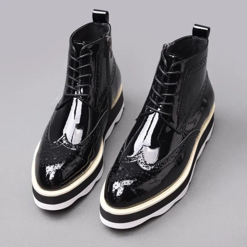 pointed toe patent leather booties