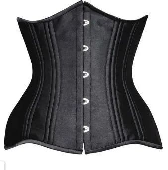 

High Quality Plus Size S-6XL Women Leather Black Lace Up Body Shaper Sexy Underbust Black Steel Boned Corset Bustier