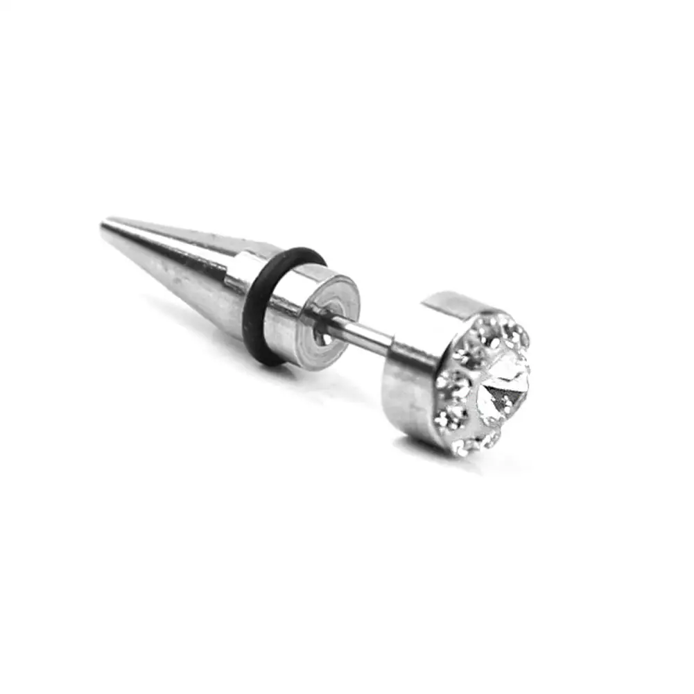 2018 Hot Fashion Silver Anium Steel Spike Rivet Fake Ear 2018 Hot Fashion Silver Anium Steel Spike Rivet Fake Ear Taper Stretcher Men Earrings Studs Gothic Punk Charms Jewelry In Stud From
