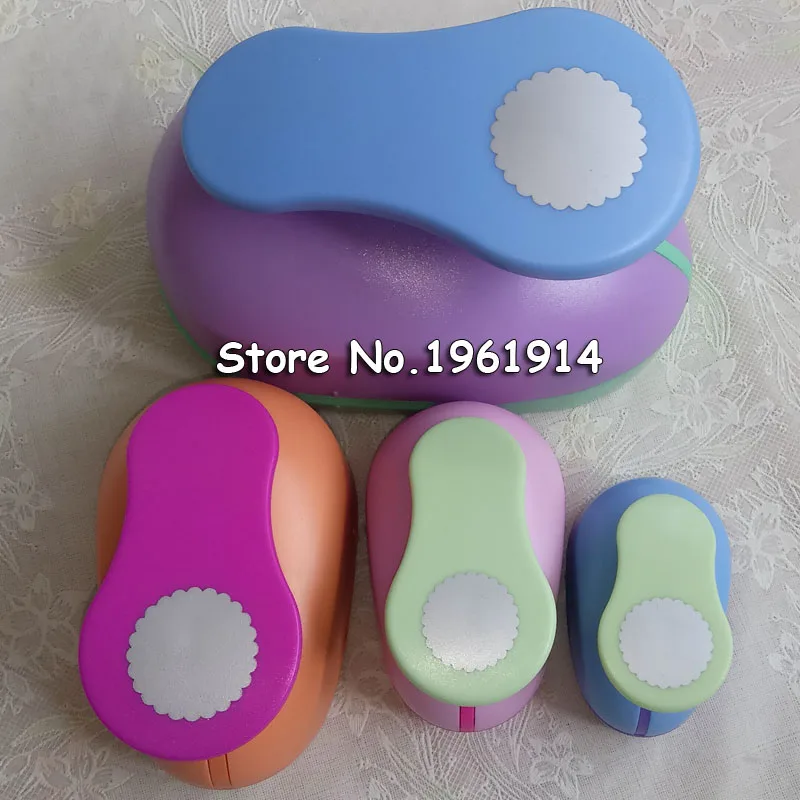 

4 sizes (3",2", 1.5",1") Wave Circle craft punch set cortador de papel de scrapbook school paper foam Round hole punches