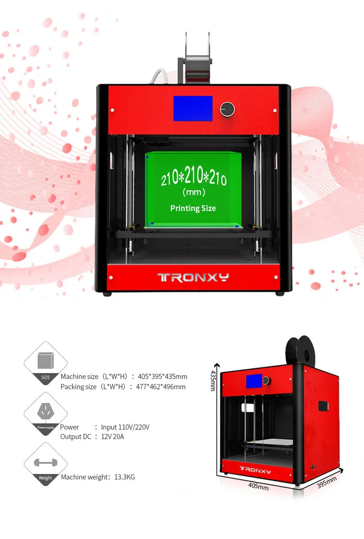 Tronxy C5 завершенный 3d принтер FDM печать полностью металлический Высокоточный размер печати 210*210*210 мм 3,3 дюймов светодиодный дисплей с подсветкой