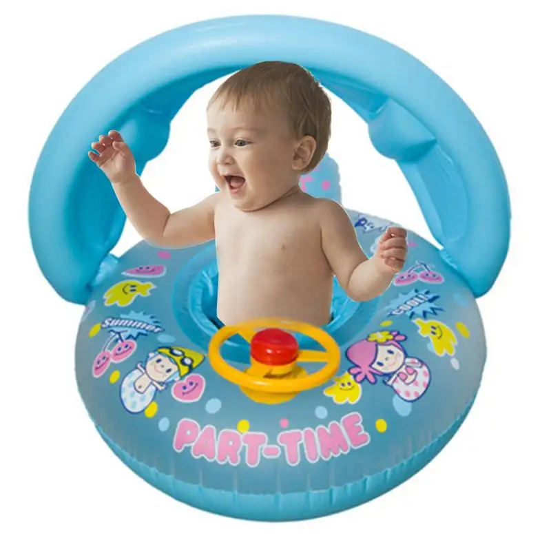 Безопасный надувной круг для купания ребенка кольцо бассейн детский плавательный бассейн Регулируемый Зонт сиденье Детский круг для купания Надувное колесо - Цвет: A