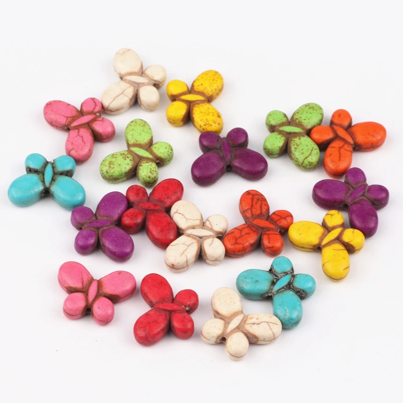 

15x20mm Colorful Howlite Butterfly Beads Loose Stone Beads 90Pcs/Lot Charms Spacer Bead For Jewelry Handcrafts Beads