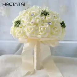 Букеты Свадебные Fleurs Mariage Великолепная бисера Хрустальные букеты цвета слоновой кости Розы Цветы Свадебный 2018