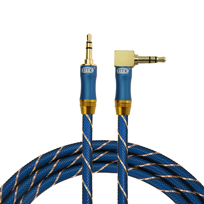 EMK 3.5mm audio cable 90 degree right angle flat jack 3.5 mm aux cable for car iPhone MP3 4 headphone beats speaker aux cord 5m 3m 2m 1m (4)