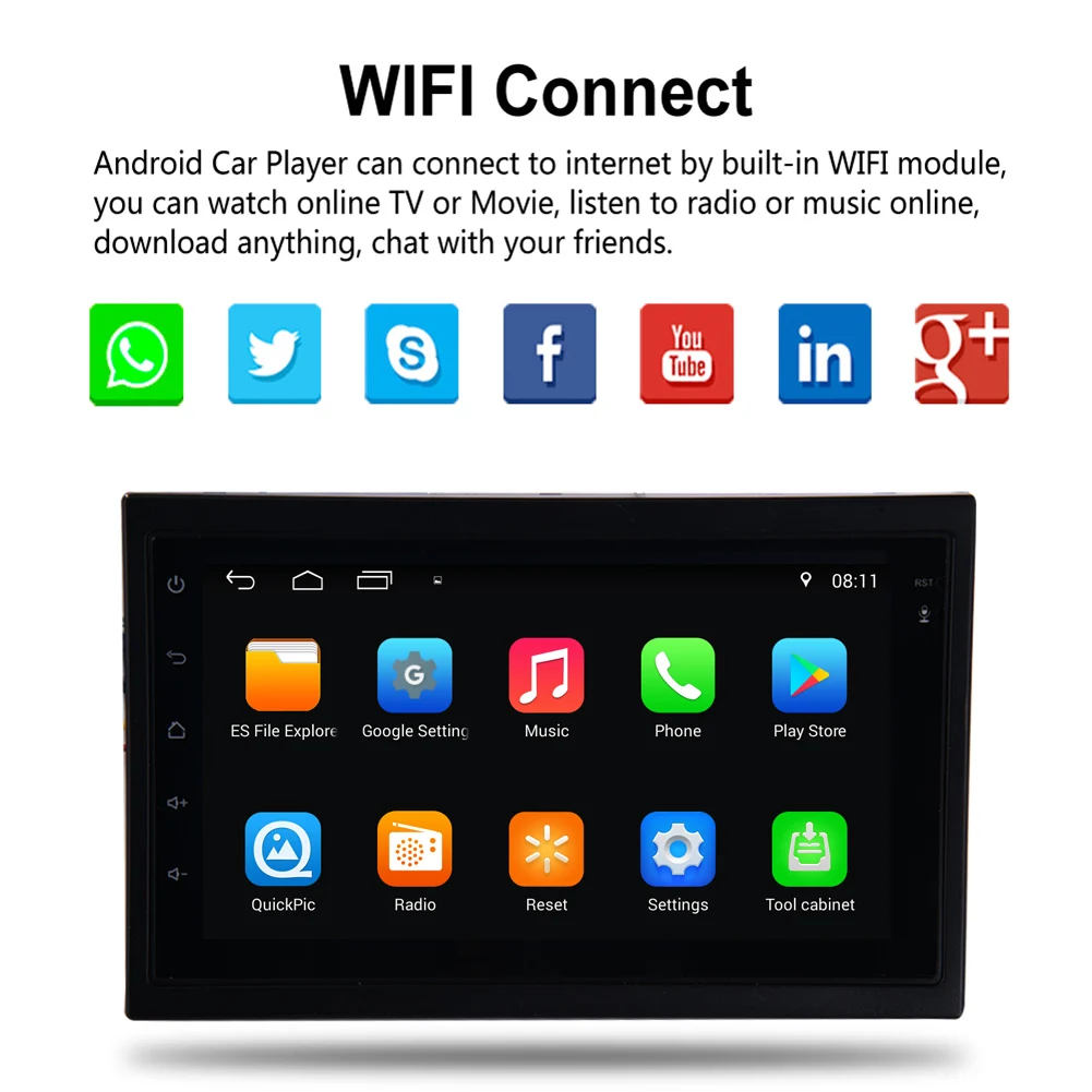 Для Universa ультратонкий 7 дюймов 2DIN Bluetooth wifi Навигатор Радио MP5 Аудио плеер gps камера заднего вида RDS четырехъядерный Android6.0