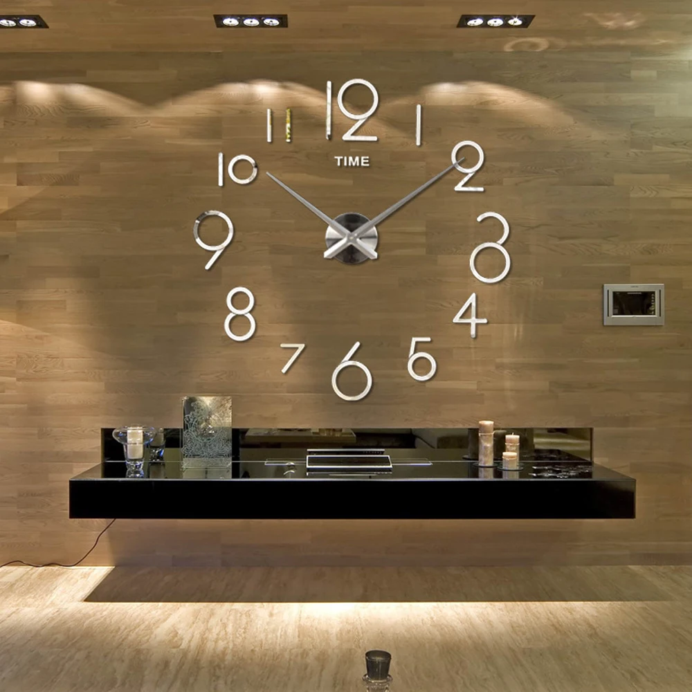 3D настенные часы, акриловые зеркальные настенные часы с кварцевым механизмом, настенные наклейки для гостиной, спальни, украшение для дома