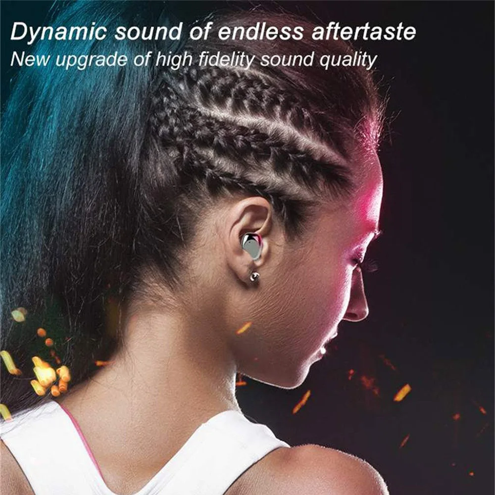 TWS True Wireless earphone 5.0 Bluetooth Earphone IPX7 Waterproof Stereo Hifi Headsets Realtek Processor Portable Mini earbuds