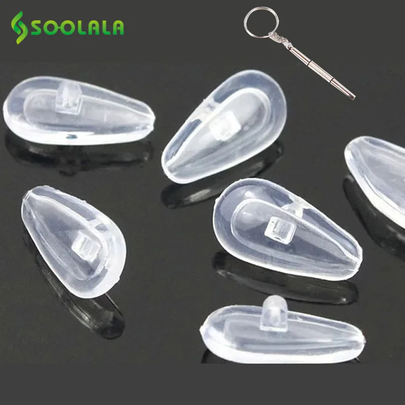 Силиконовые накладки SOOLALA 12 пар на нос для очков солнцезащитных винтов