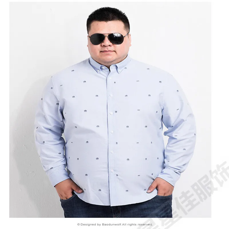 8XL 6XL 5XL Новинка осень весна мужские повседневные рубашки с рисунком длинный рукав хлопок платье рубашка Мужская Ретро Стиль camiseta masculina - Цвет: 1