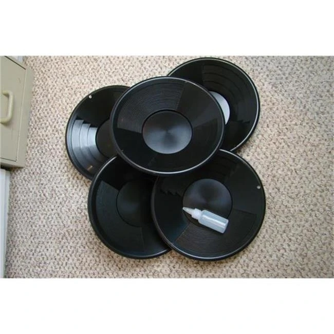 Make Your Own Gold Bars Lot of 5-12 Black Pans w- Bottle Snuffer 12 in. Black Gold Pans with Bottle Snuffer Panning Kit - Prospecting Mining