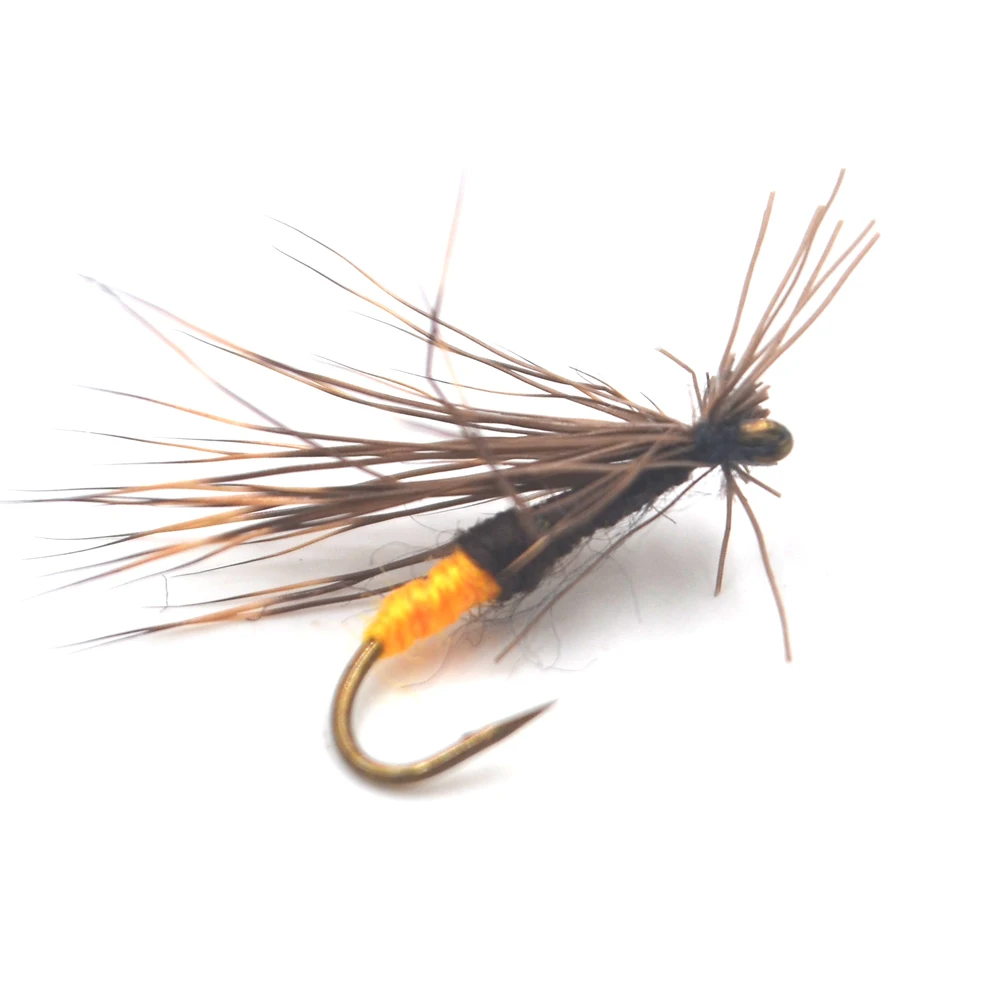 MNFT 10 шт Желтый Живот Caddis коричневая сухая приманка форель Nymph рыболовный крючок #10