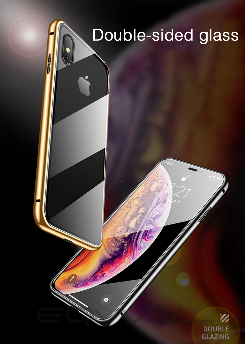 Eqvvol металлический магнитный адсорбционный чехол для iPhone XS MAX X XR 8 7 Plus 6 6s чехол двухсторонняя, для стекла магнит чехол Fun