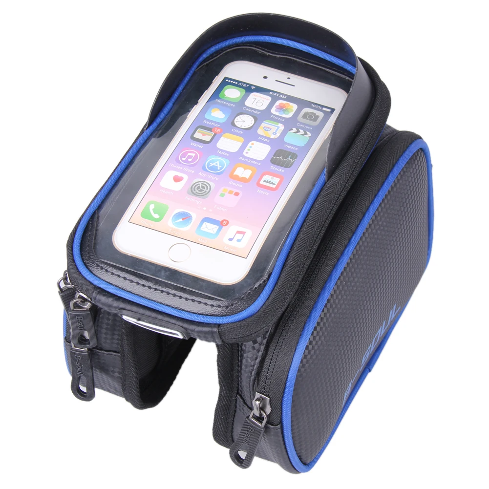 Excellent Waterproof Mountain Bike Bicycle Bags Panniers Touch Screen Cycling Phone Bag Case Road Bike Front Tube Handlebar Cylinder Bag 1