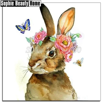 

5D DIY Full Drill Diamond Painting Animal Rabbit & butterfly Diamond Embroidery Cross Stitch Rhinestone Mosaic Wall Decor 18A116
