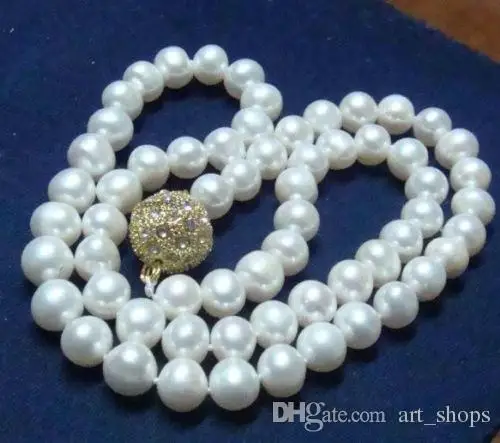 

Charming!8-9mm Real Natural White Akoya Cultured Pearl Magnet Clasp Necklace 18"