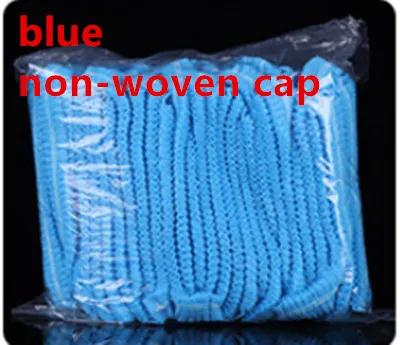 Blue Non-woven cap 100 шт Двойная лента Нетканые одноразовые шапочки для душа плиссированные Анти-пыль шляпа для женщин и мужчин для ванны для спа-салона Аксессуары для красоты - Цвет: Blue Non-woven cap