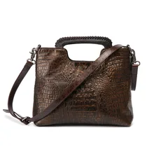Натуральная кожа женские сумки Винтаж ведро сумка мешок высокое качество воловья кожа с узором «крокодиловая кожа» сумочка
