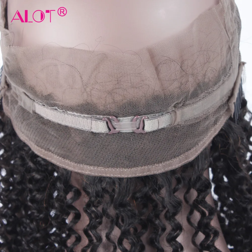 Alot Kinky Curly 360 Lace Frontal Closure Pre Plucked With Baby Hair Adjustable Band Non-Remy Peruvian Human Hair