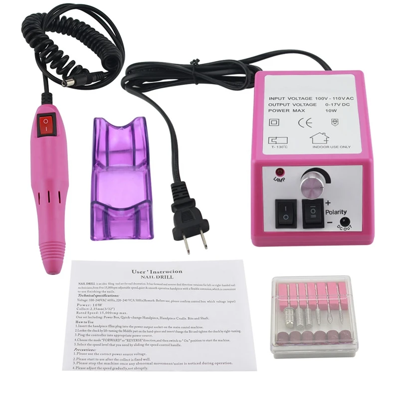 Electric Toenail 6 Drills set Pedicure Nail care Art Equipment Tool File Sanding Bands grinding