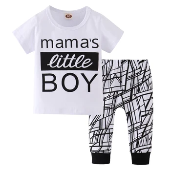 

Newborn Infant Baby Boy Clothes Set Mama's little Boy Short sleeve T-shirt Tops Pants Summer Outfits Toddler Clothing 2Pcs Set