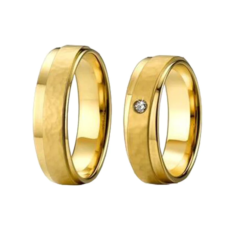 

Luxury Custom-tailor Wedding Band Titanium Rings men hammer finishes love jewelry Couple Rings for women