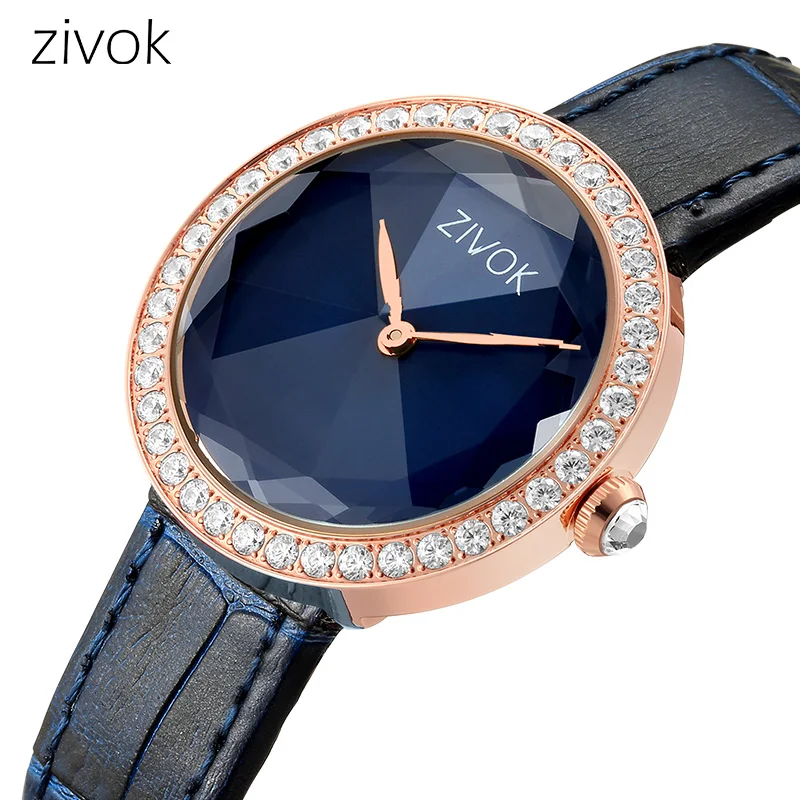 

Women watch zivok Luxury Diamond with miyota Movement Genuine Leather Strap Ladies Quartz Watch Fashion Clock girl`s gift 803